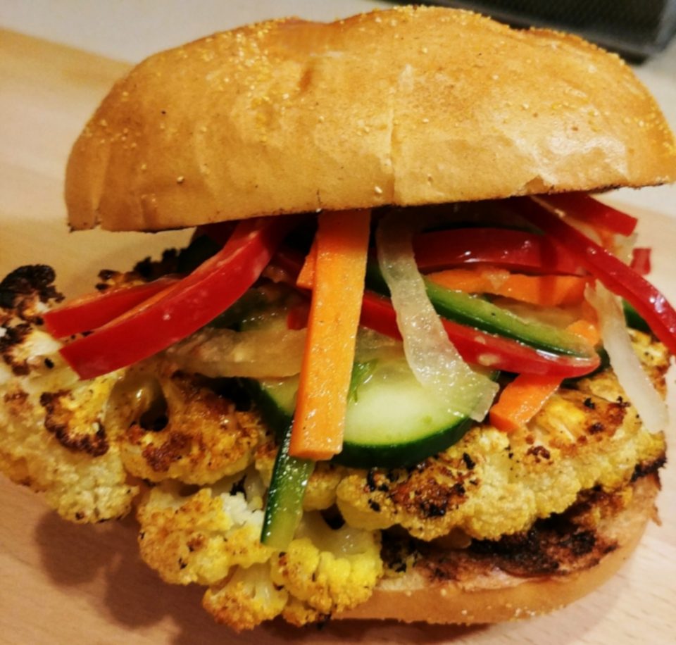 thai roasted cauliflower pickled vegetables cucumbers peanut sauce - thai your mother down