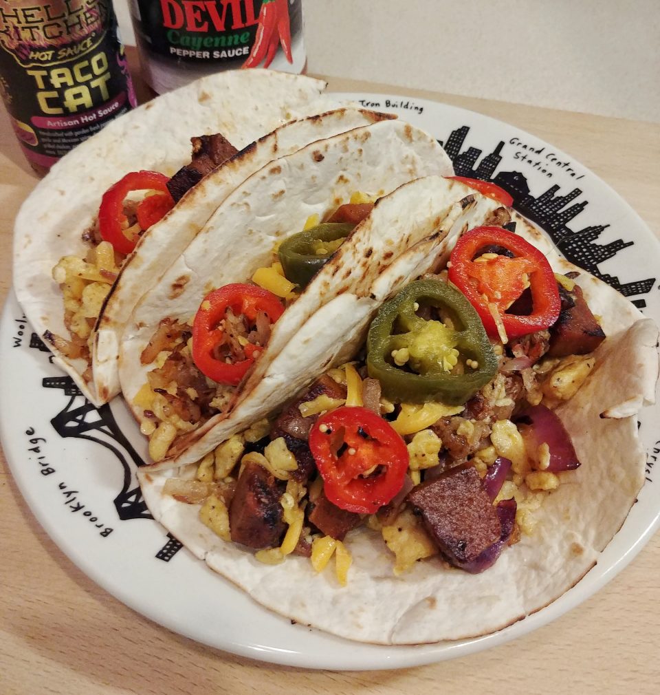 breakfast taco seitan brisket hashbrowns jalapeno cheddar supertramp