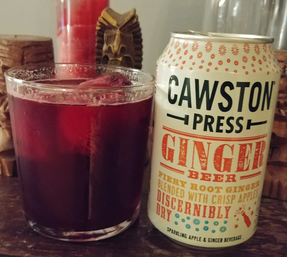 sorrel soft cocktail made with cawston press ginger beer