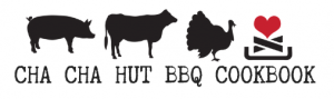 cha cha hut bbq logo pig cow turkey love