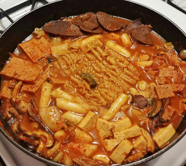 budae jjigae seitan sausage spam tofu mushroom spicy stew will smith